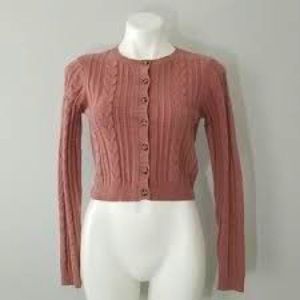 Wild Fable Sweater Size medium Cropped Button Up Rose  Pink In great condition